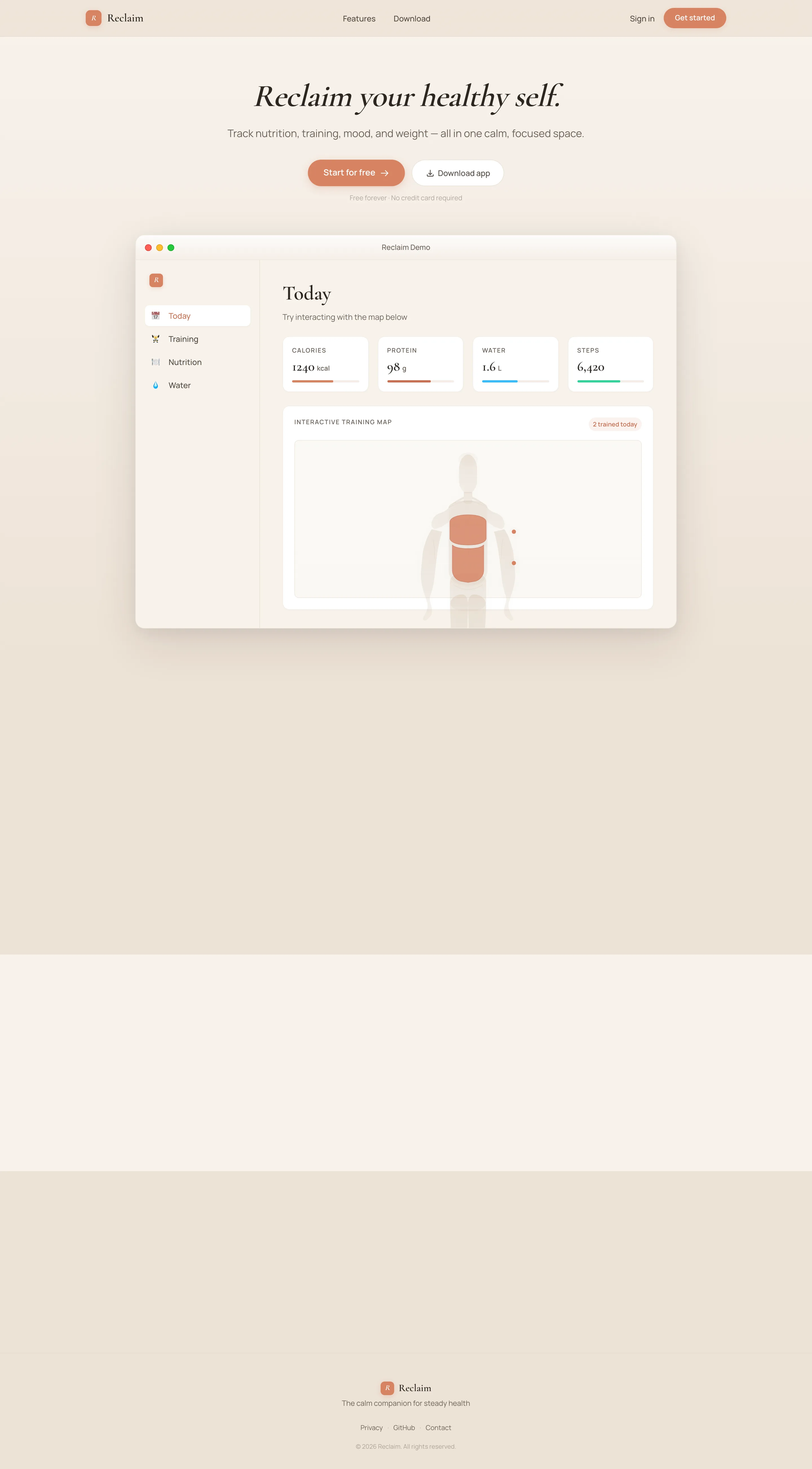 reclaiming.app screenshot